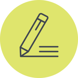 Green icon of a writing pencil.