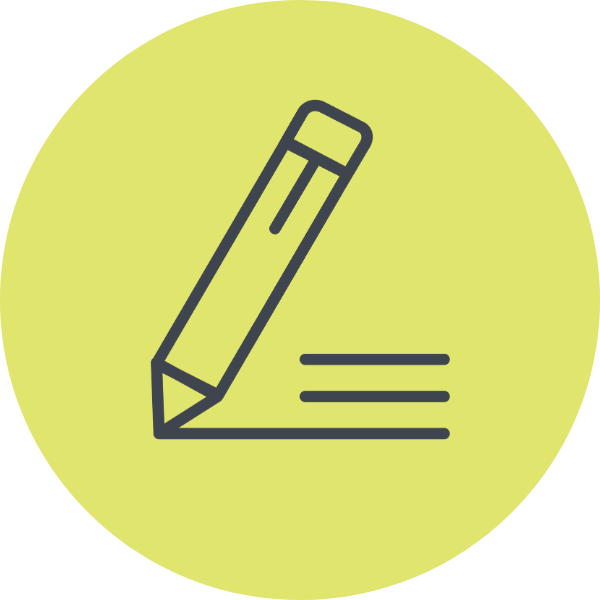 Green icon of a writing pencil.