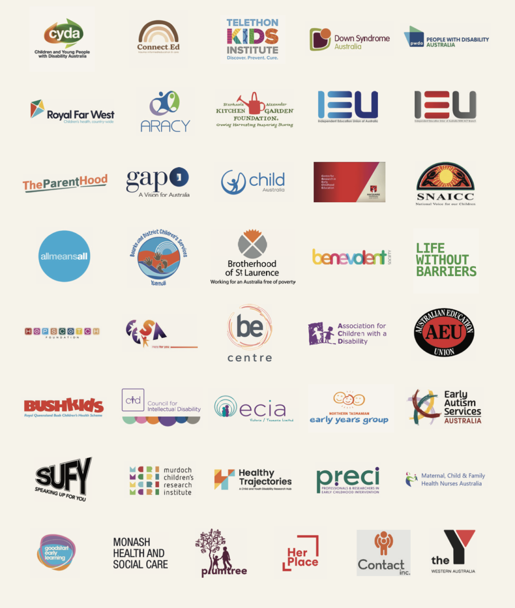 Logos for the 40 organisations supporting the Thrive by Five Communique.