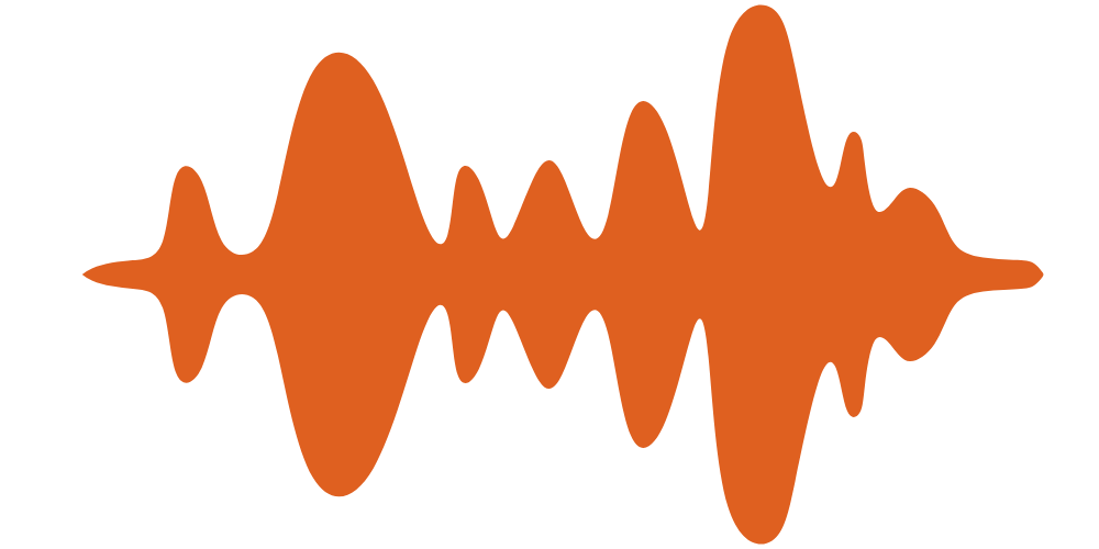 A simple, blobby, orange sound wave.